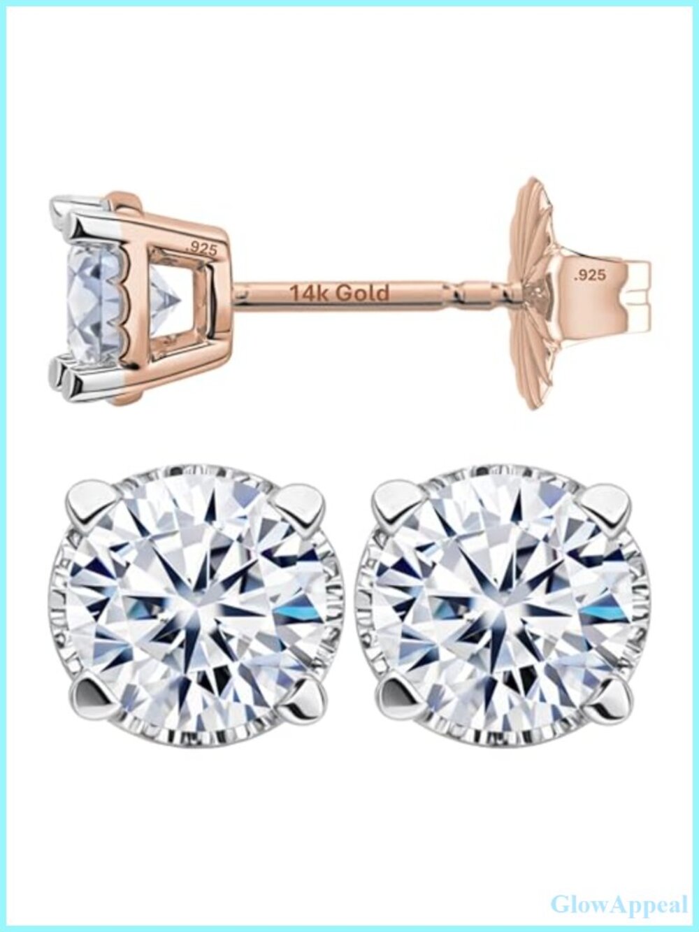 Lab Grown Diamond Stud Earrings 14K Gold Silver 0.30ct Prong Set